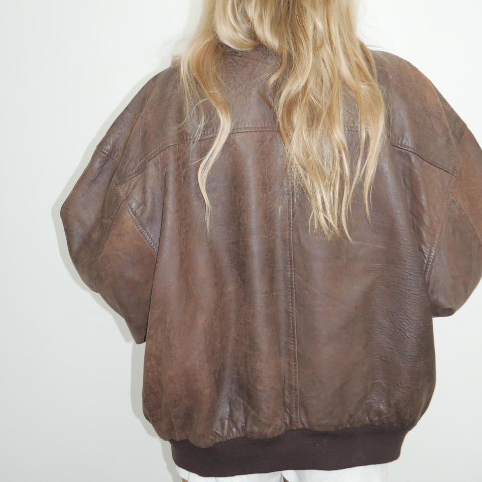 Vintage 90’s genuine leather brown jacket