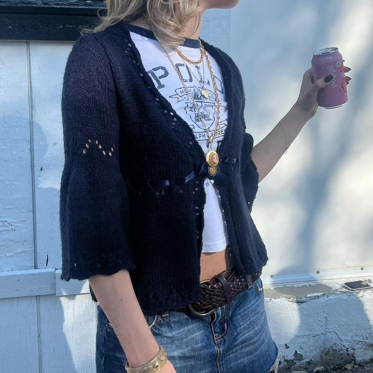 Vintage 90’s navy knitted cardigan