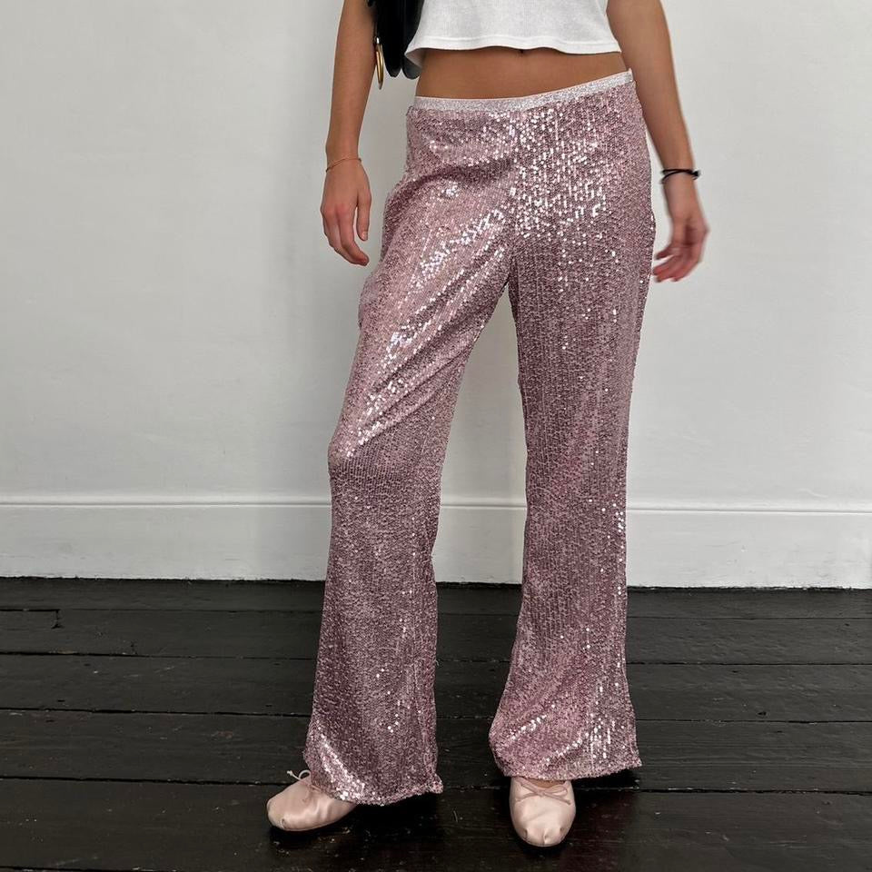 Vintage pink sequin embellished pants