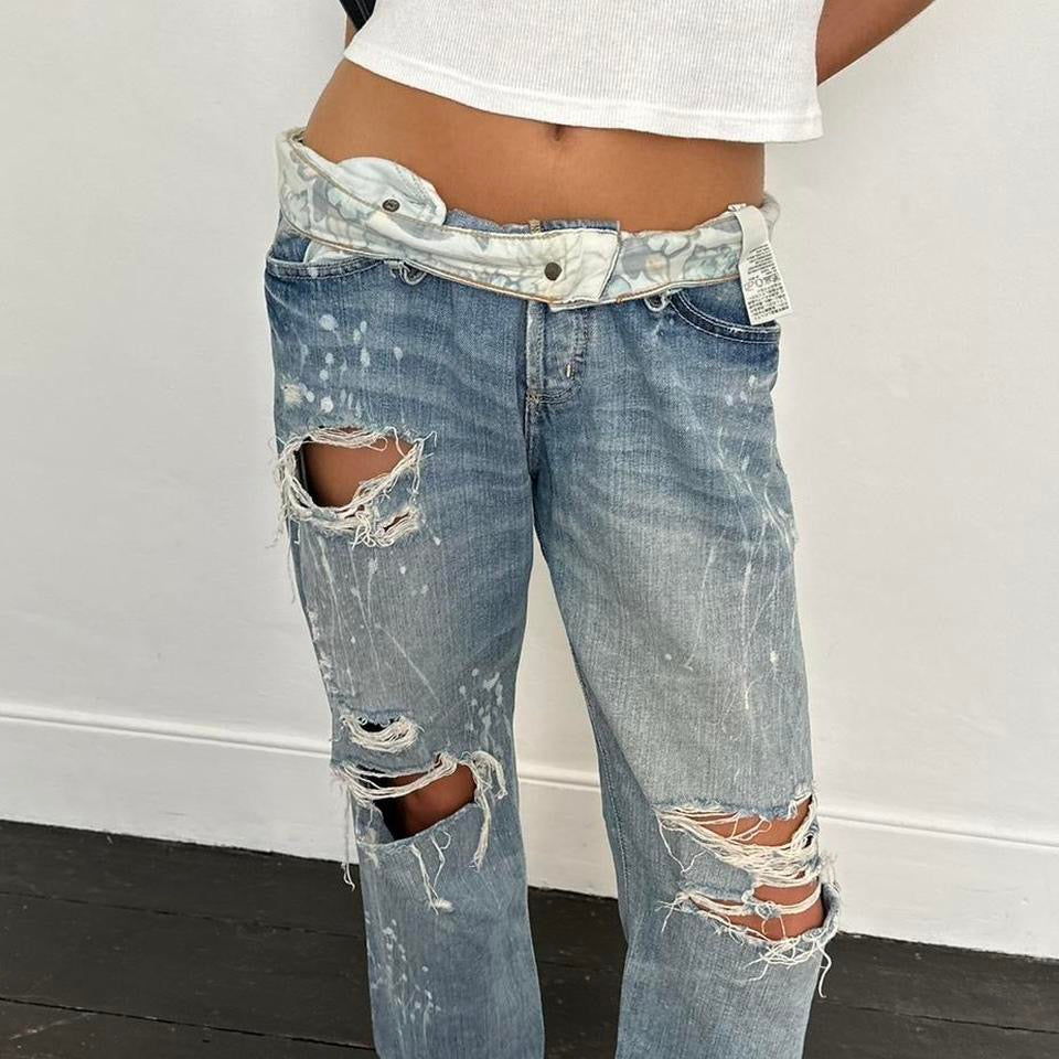 Vintage Abercrombie and Fitch early 2000s blue wash jeans