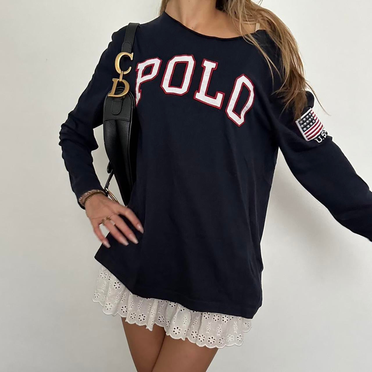 Vintage Polo Ralph Lauren graphic navy long sleeve top