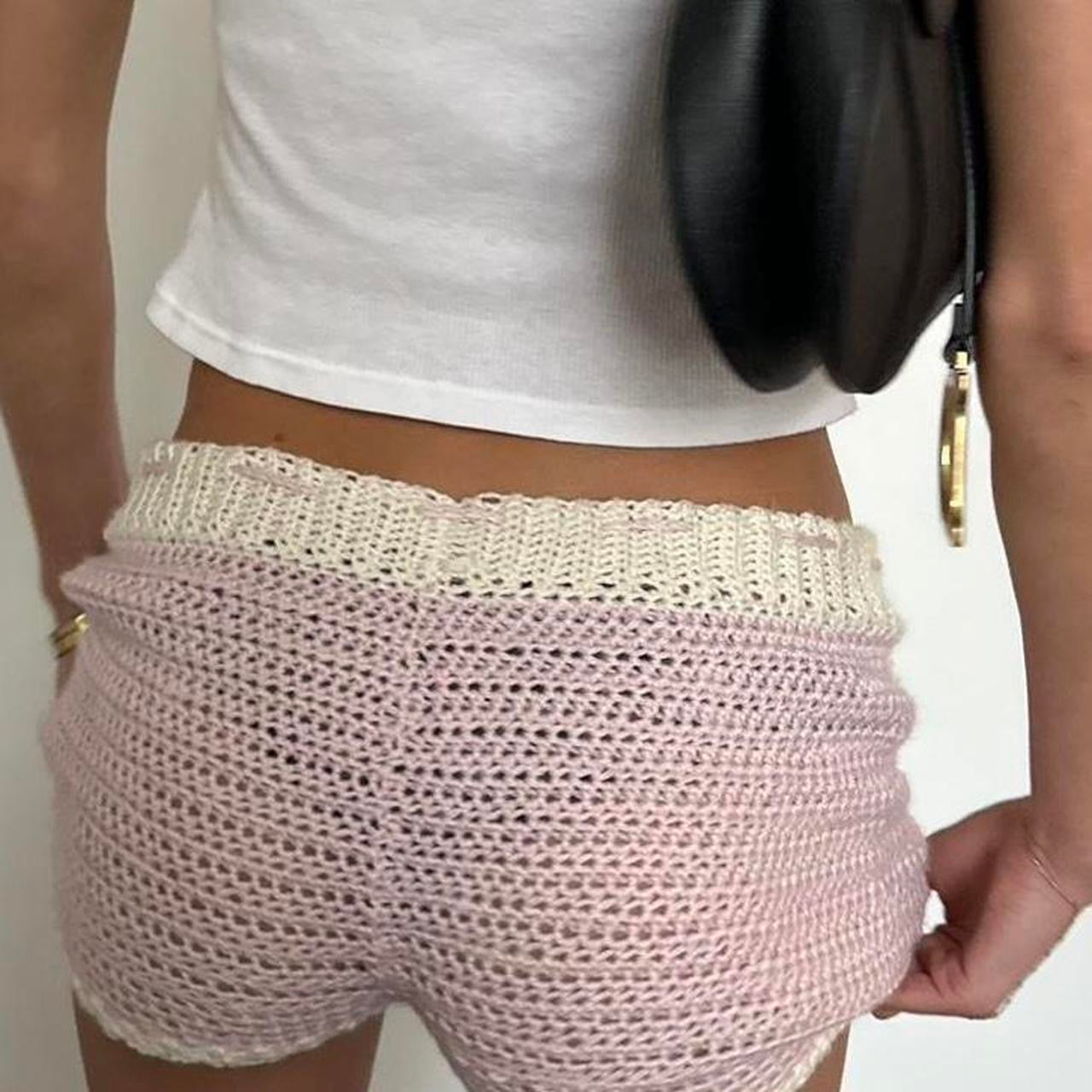 Vintage handmade pink crochet shorts
