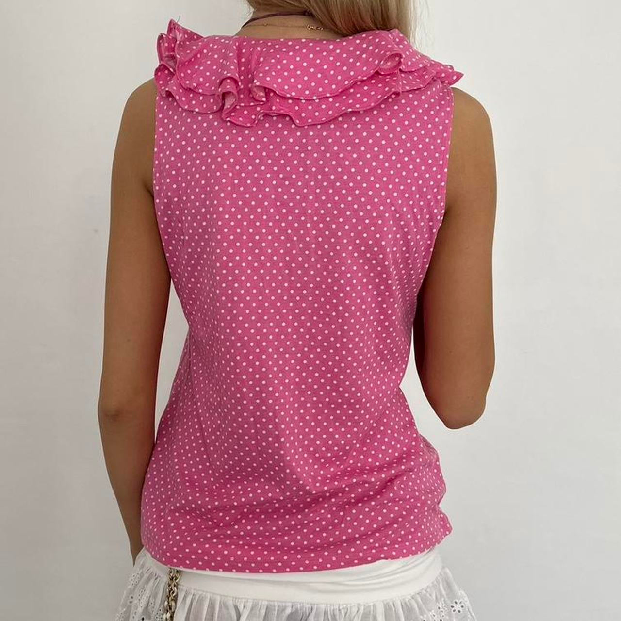 Vintage Ralph Lauren pink ruffle polka dot top