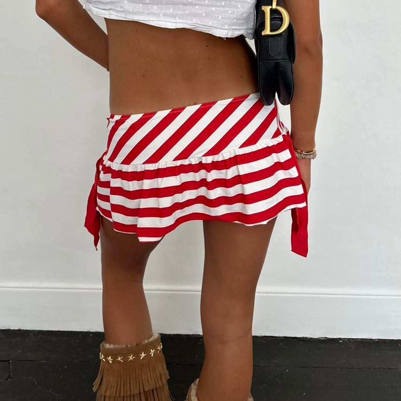 Vintage red striped mini skirt