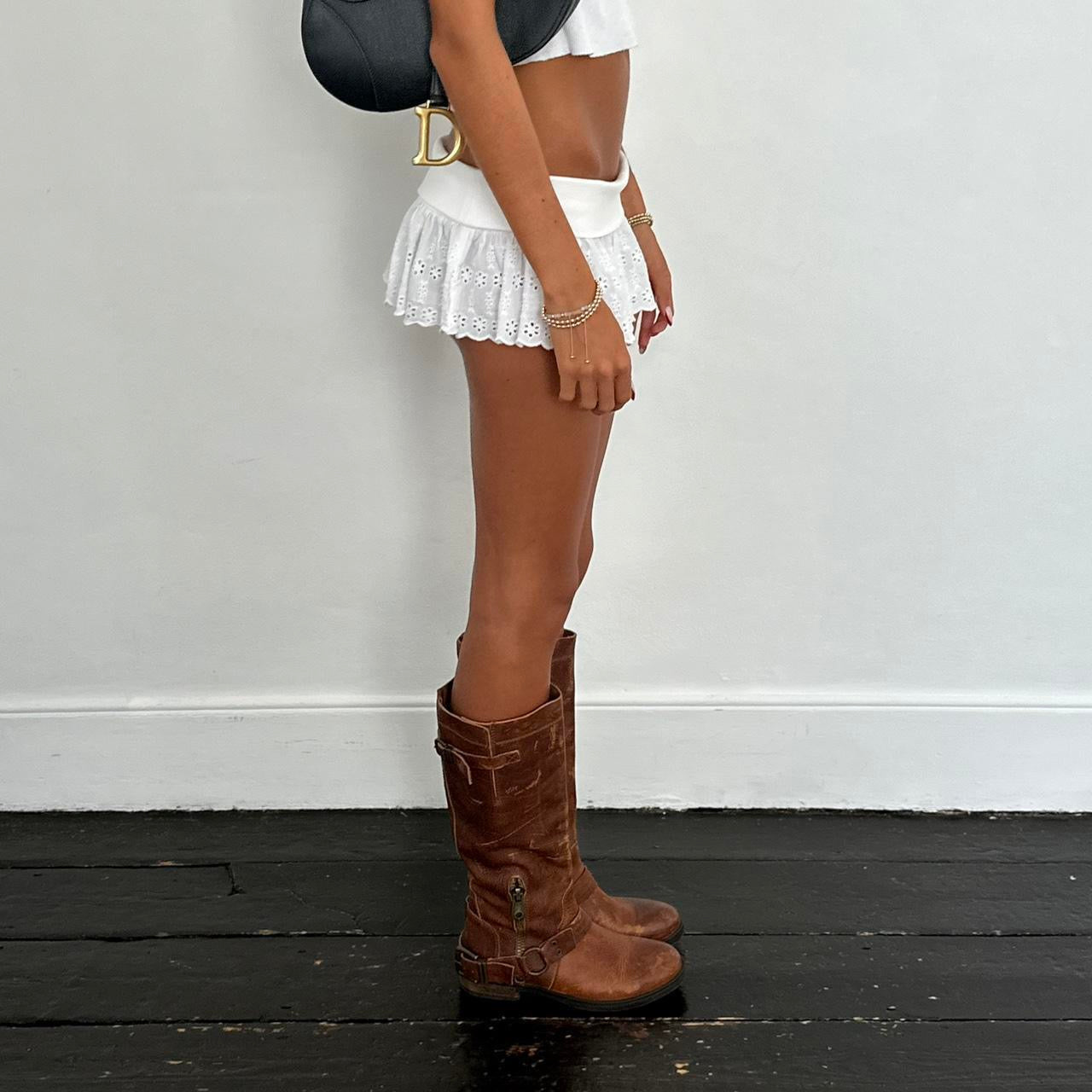 Vintage 90’s distressed leather biker boots