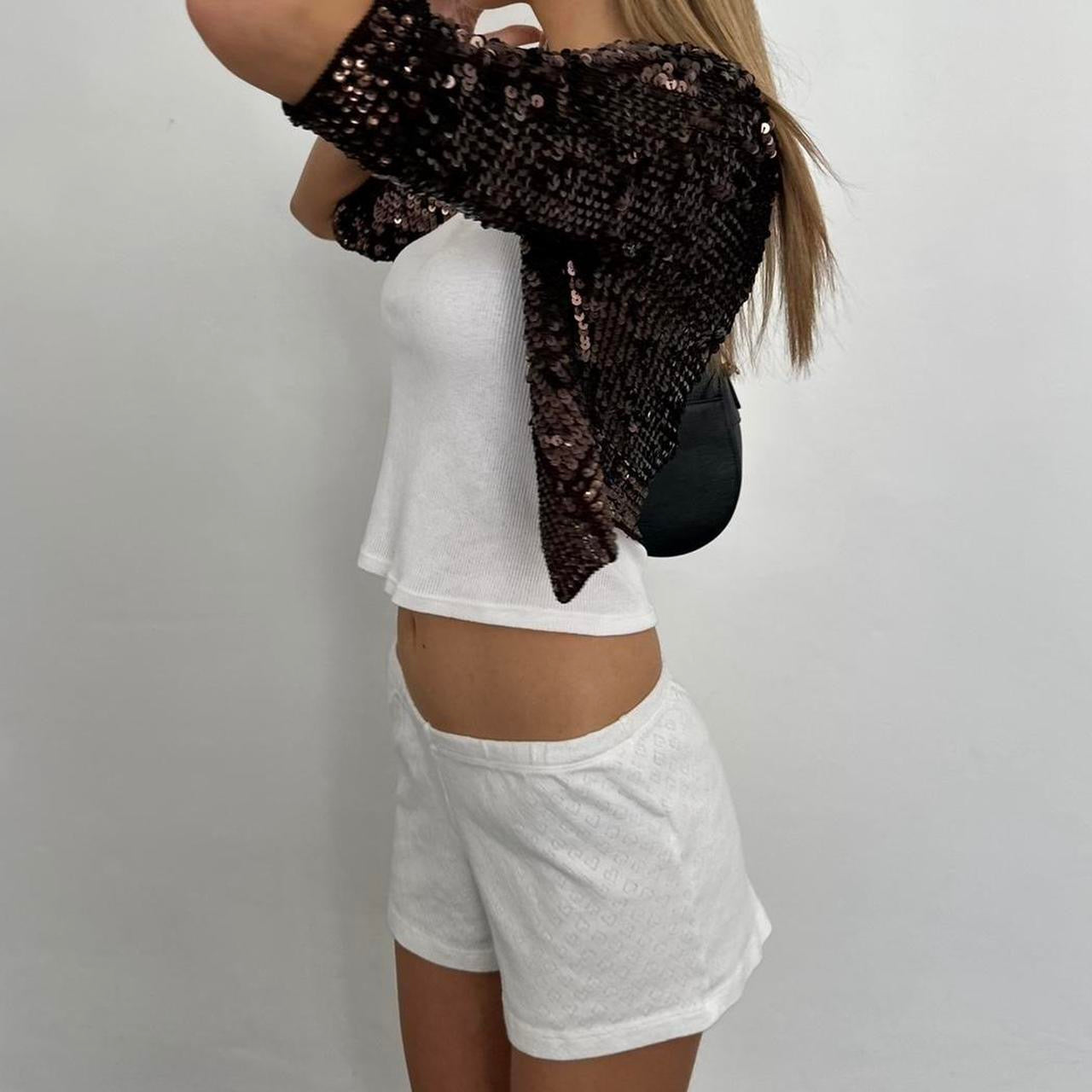 Vintage brown sequin cardigan top