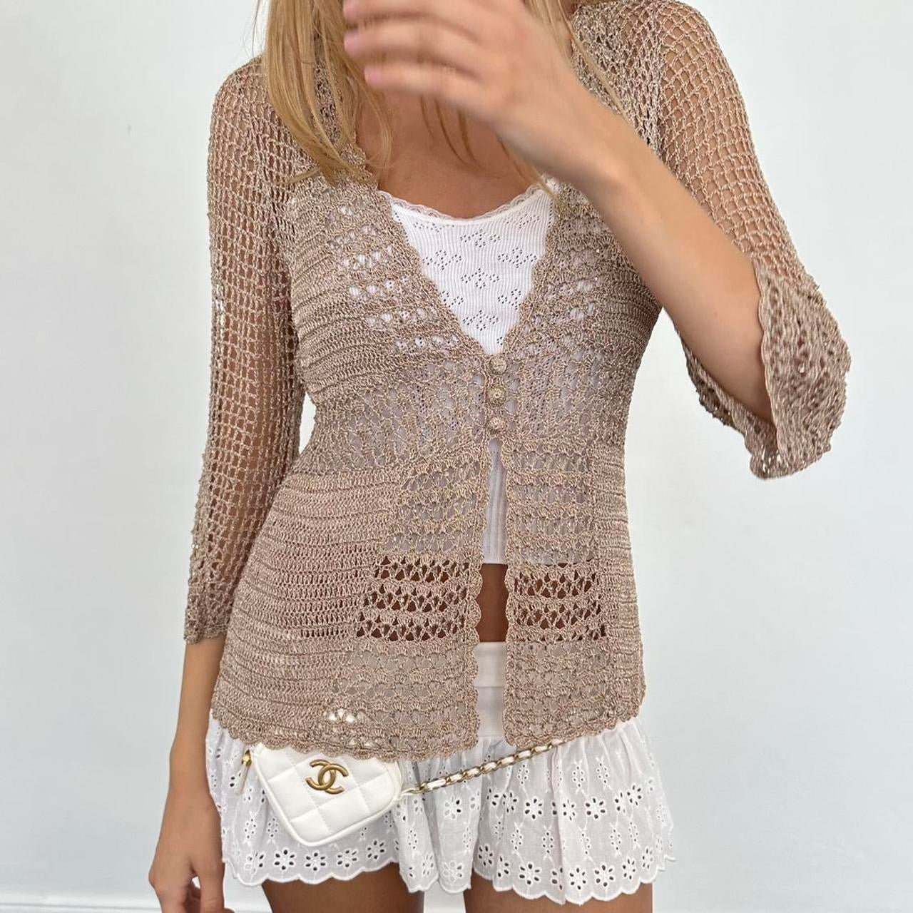 Vintage beige delicate layering top