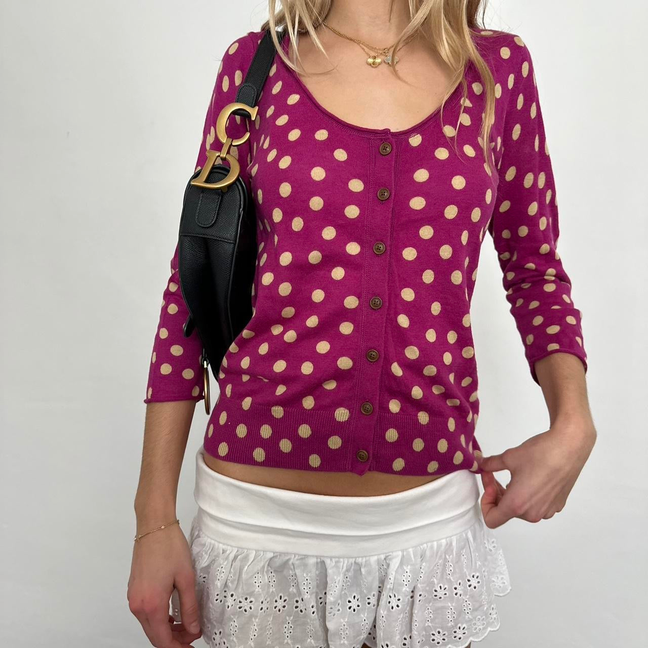 Vintage polka dot print cardigan top