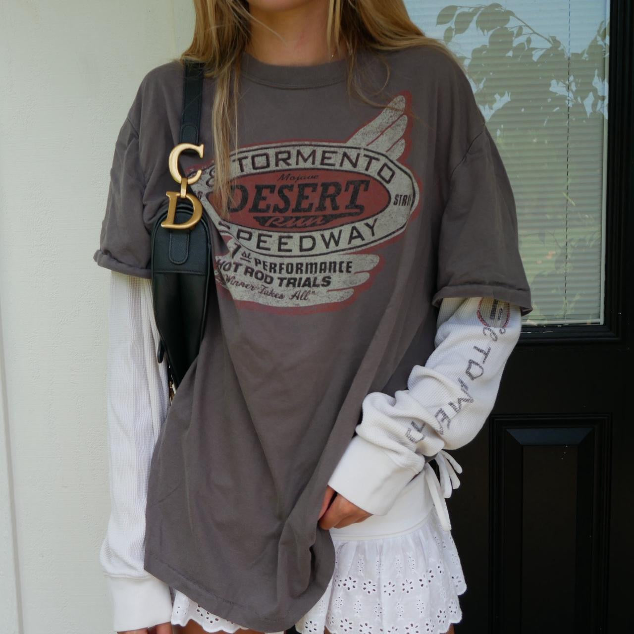 Vintage graphic double layered long sleeve top