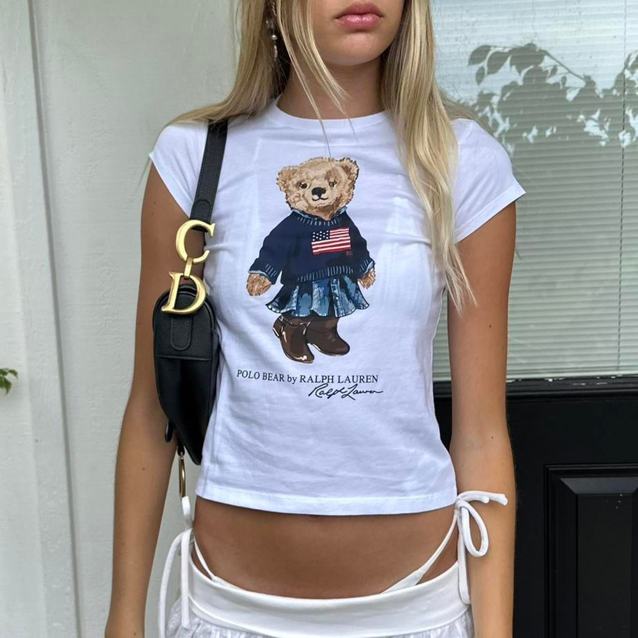 Vintage Ralph Lauren teddy bear American flag baby tee 💫