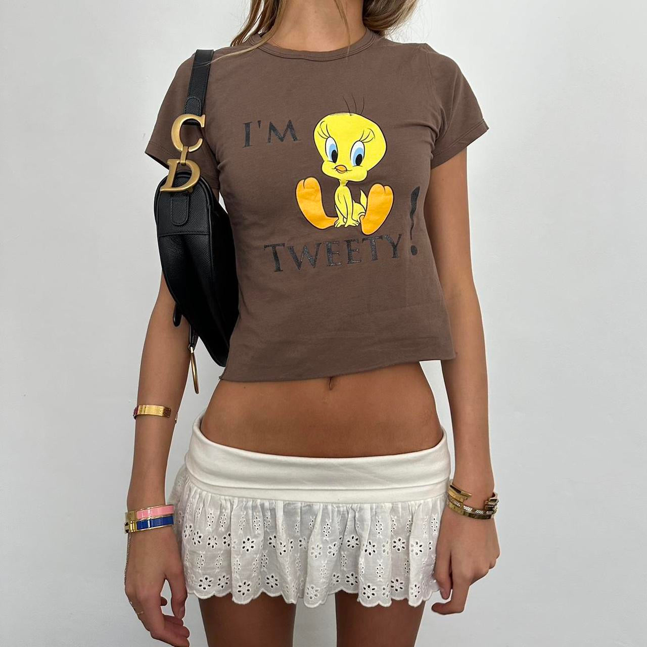 Vintage 90ās tweety brown baby tee š¤