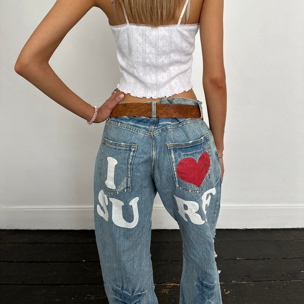 Vintage iconic rare 90s I love surf jeans 🩵🏄🏼♀️