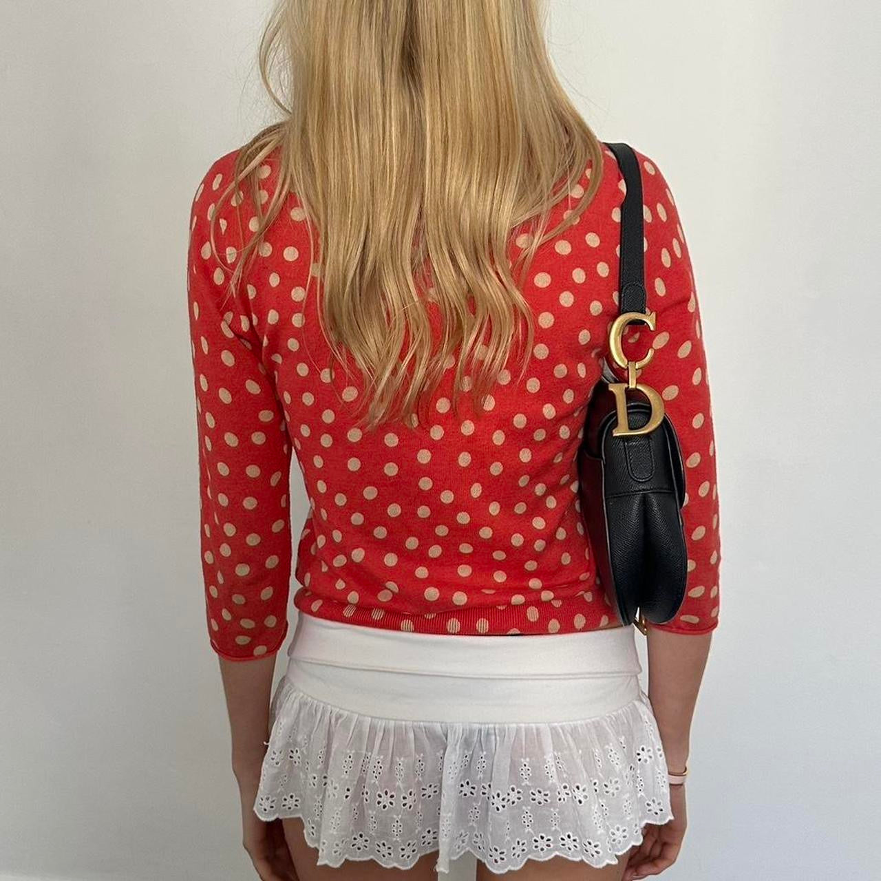 Vintage red polka dot cardigan top