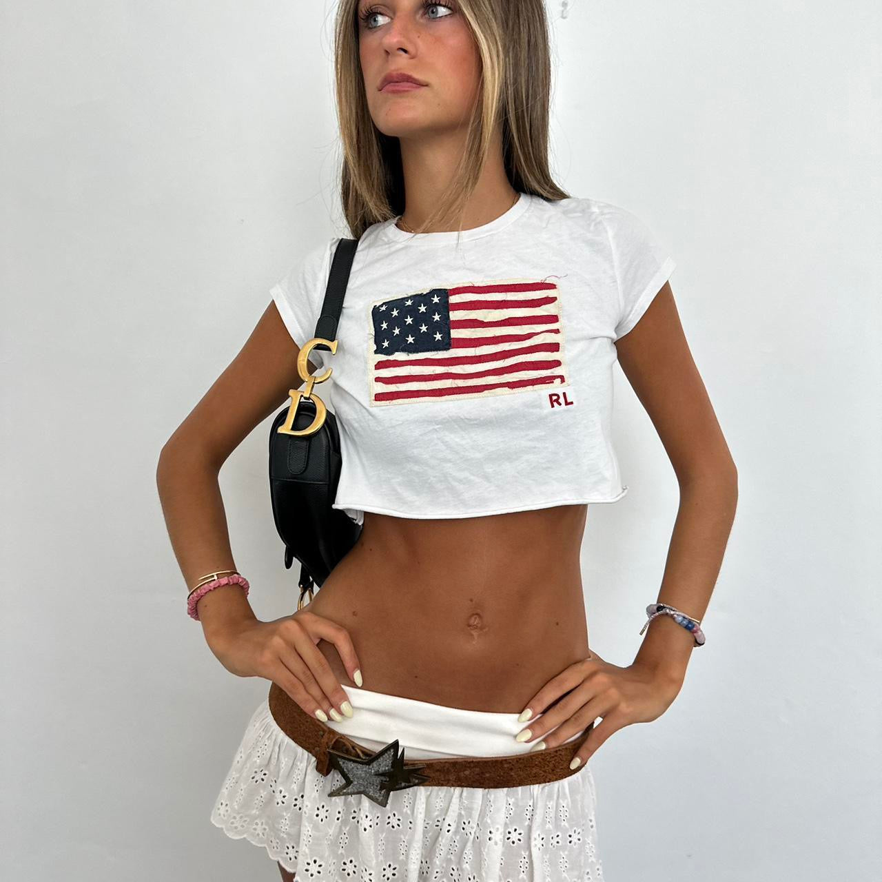 Vintage Ralph Lauren American flag preppy baby tee