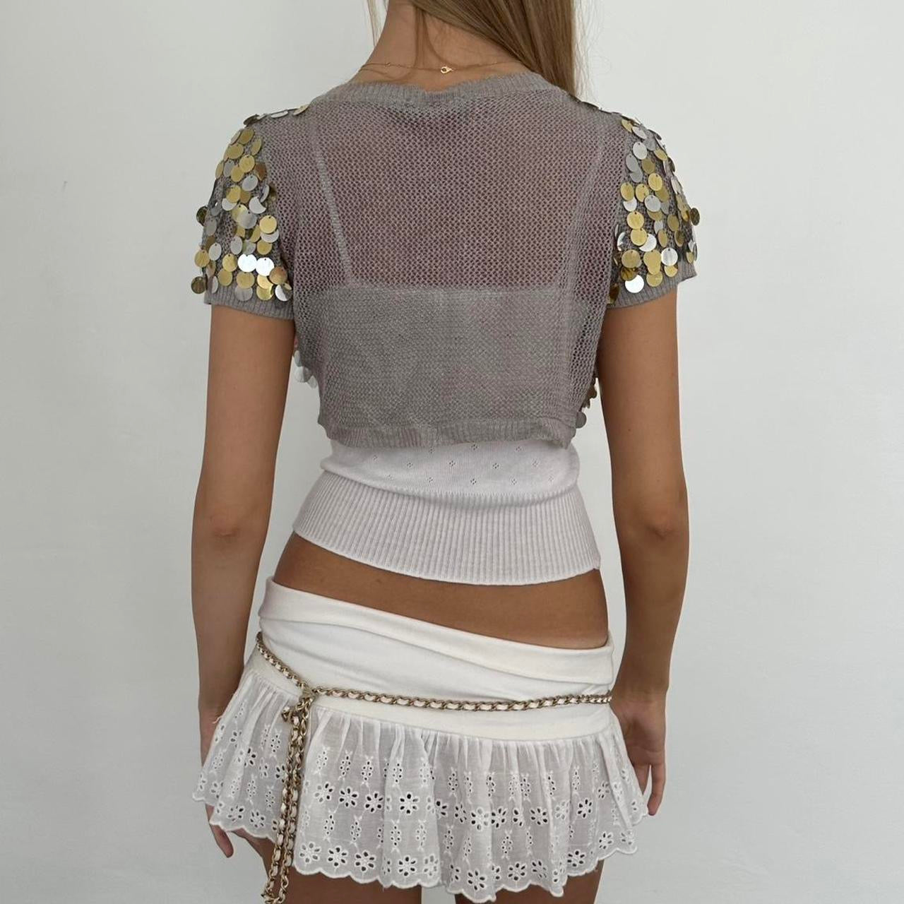 Vintage silver sequin delicate layering top