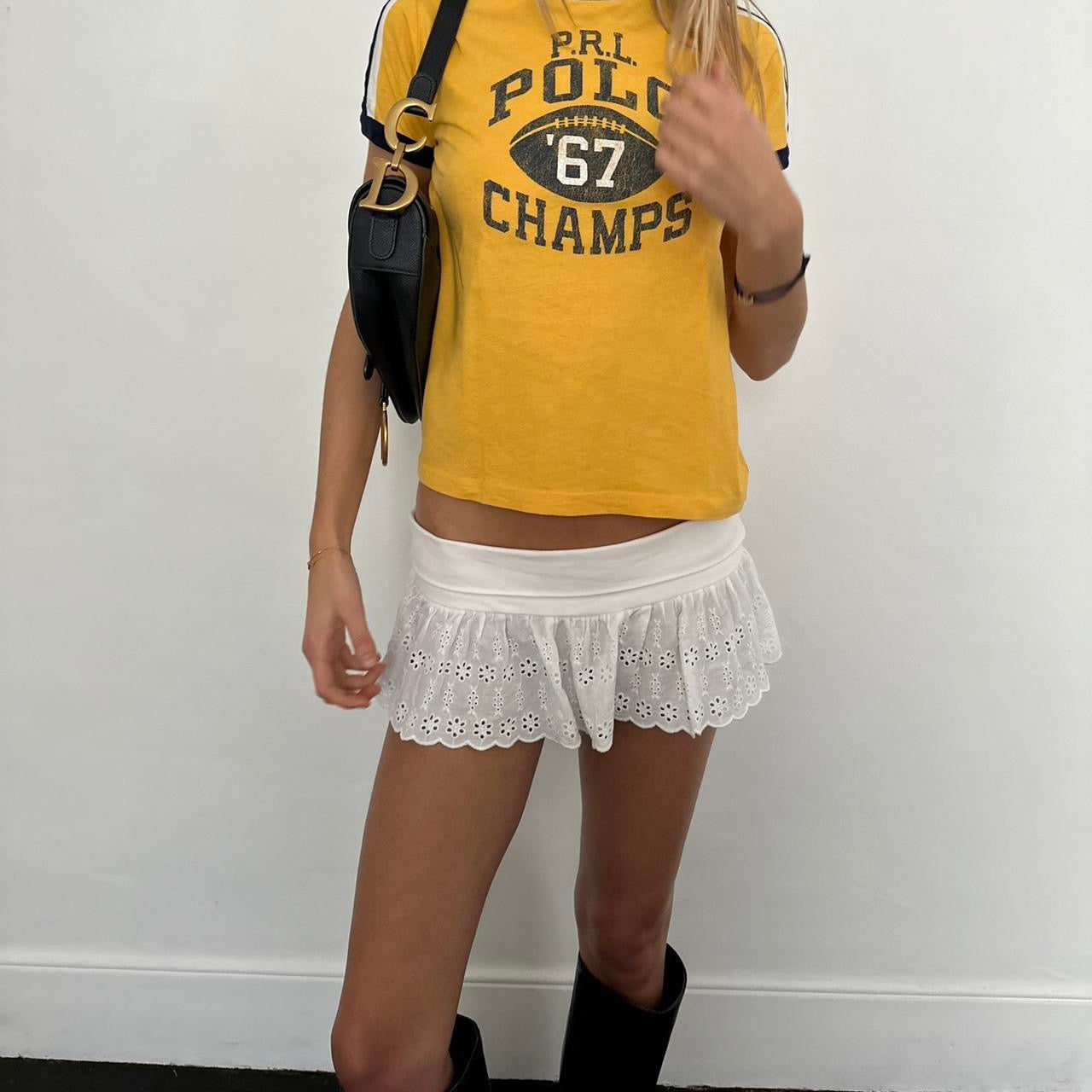 Vintage 90’s Ralph Lauren varsity yellow baby tee