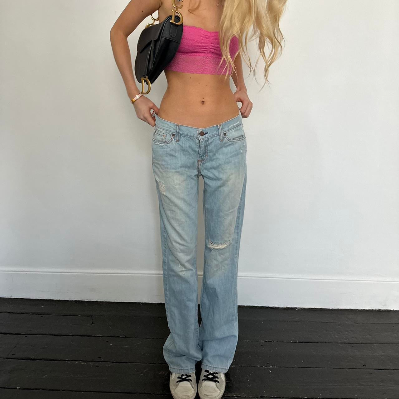 Vintage early 2000s Abercrombie and Fitch blue wash relaxed jeans