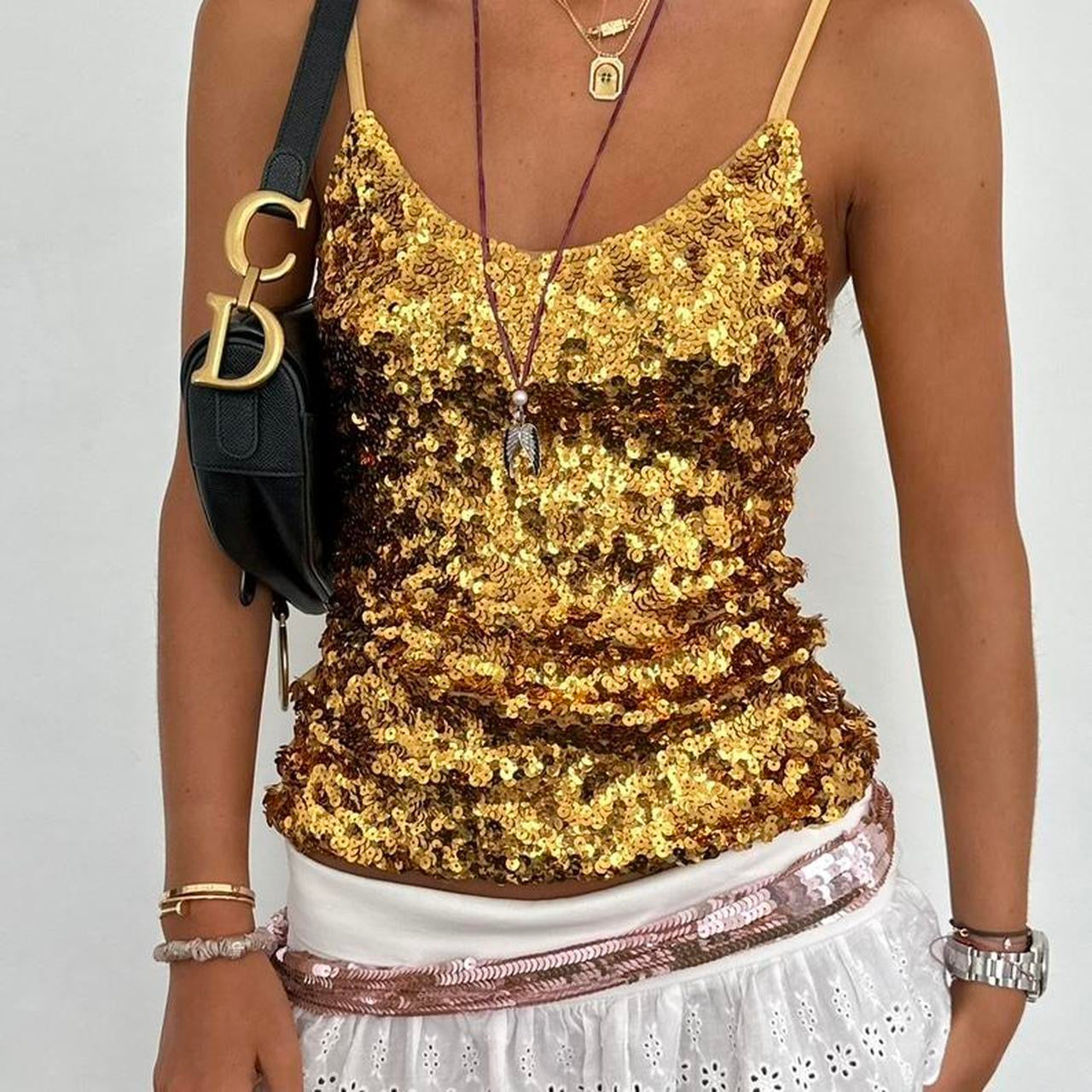Vintage gold sequin tank top