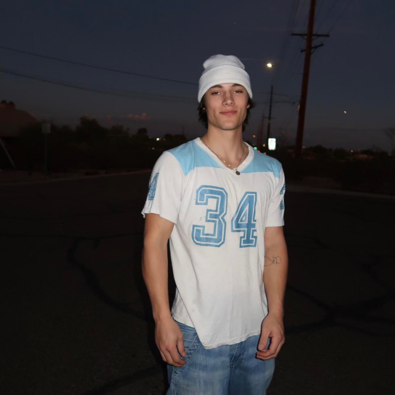 Vintage distressed blue 34 top