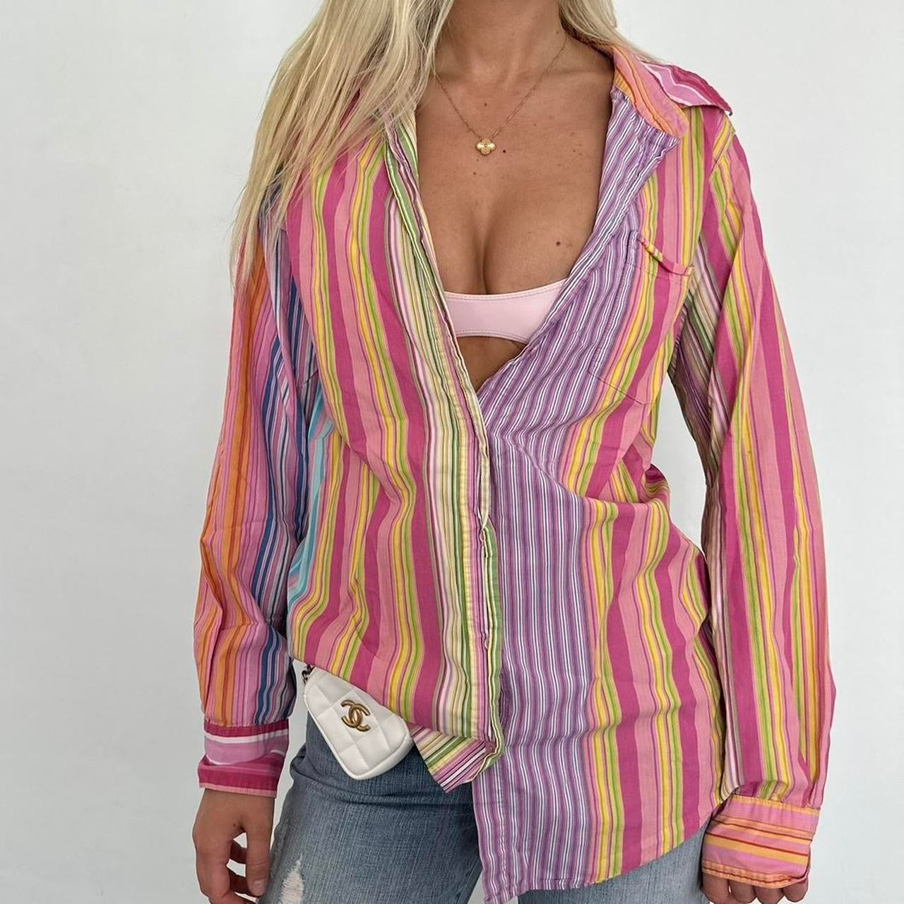 Vintage Victorias Secret colourful striped shirt