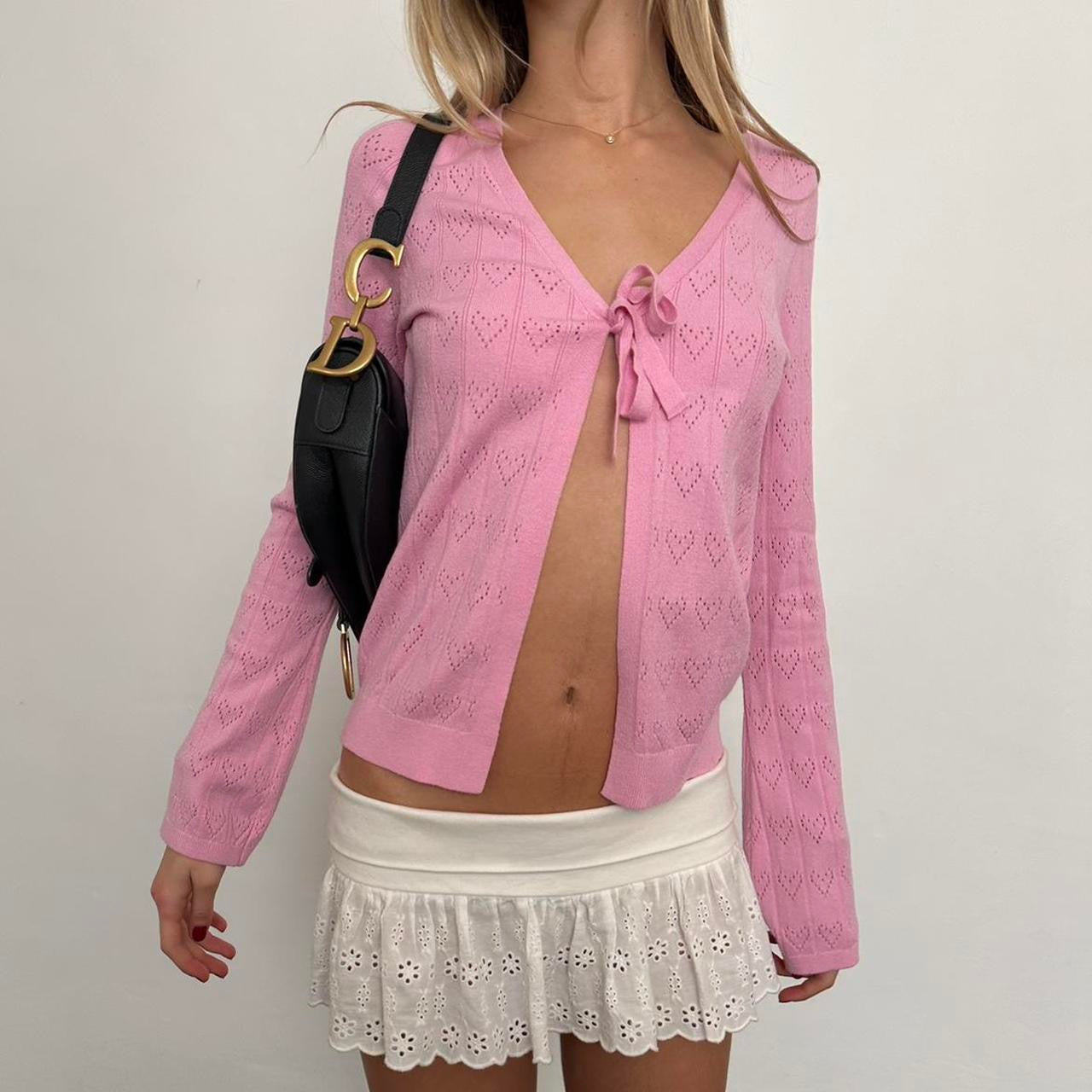 Vintage 2000ās pink hearts cardigan top š