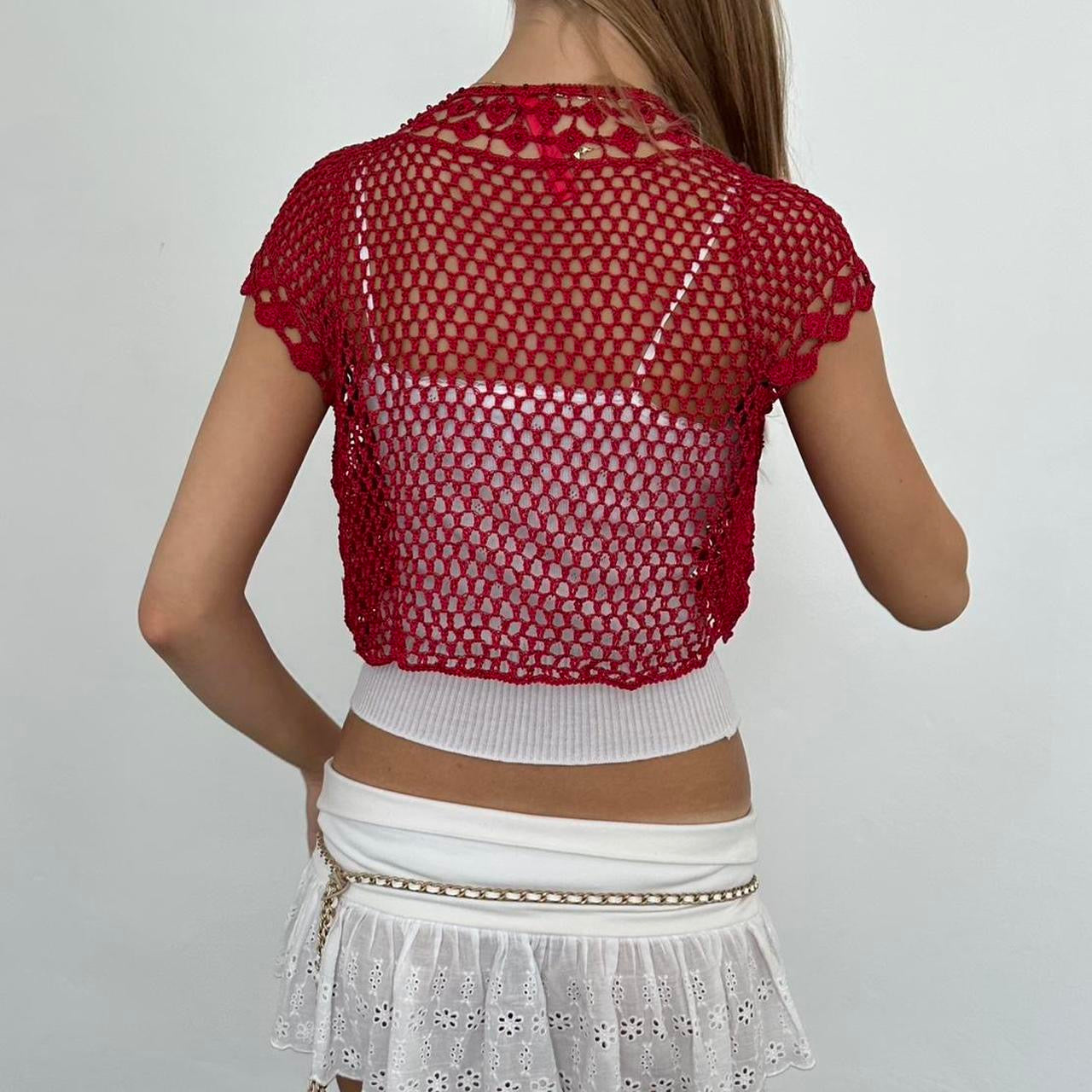 Vintage red delicate layering top
