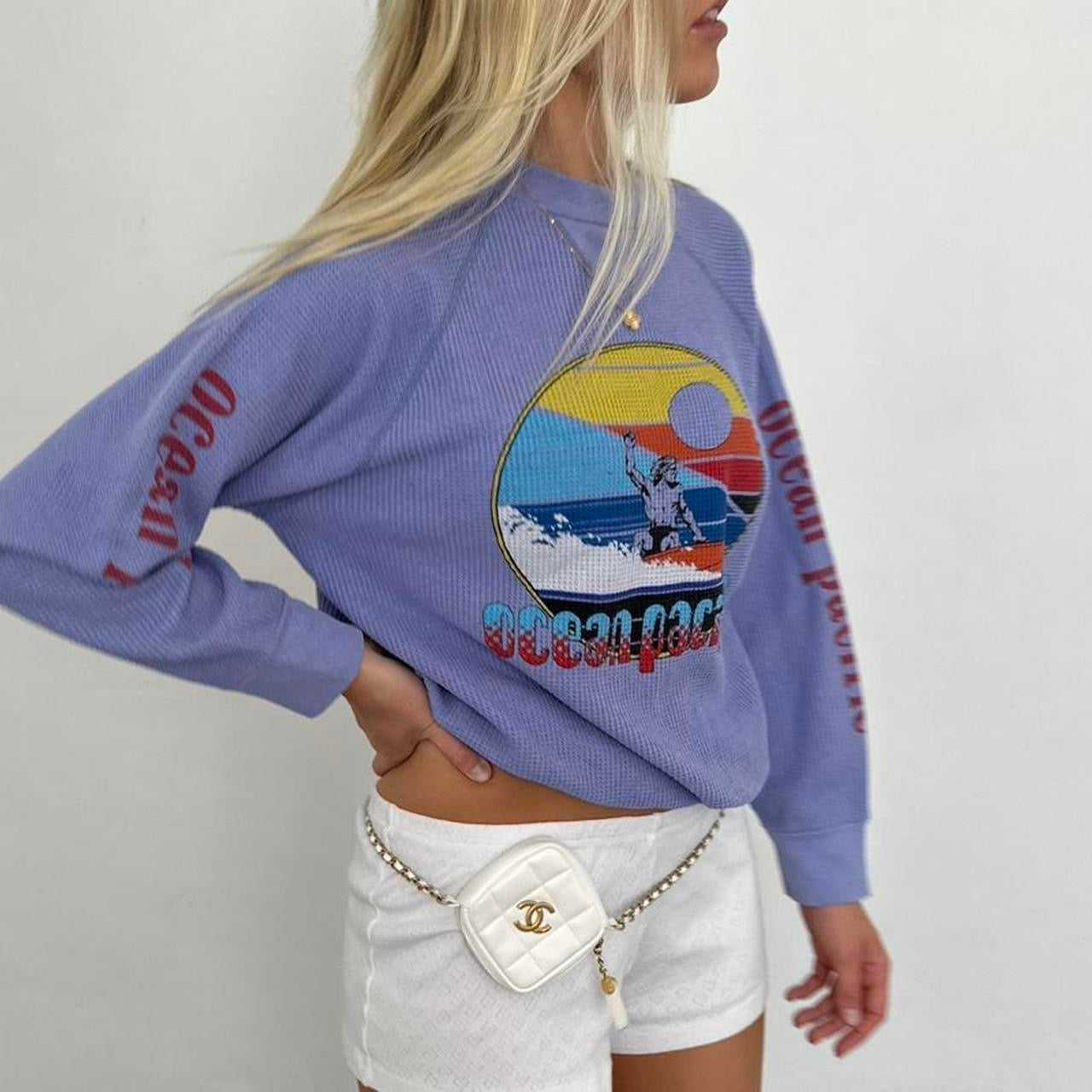 Vintage rare 1990s waffle surf long sleeve top
