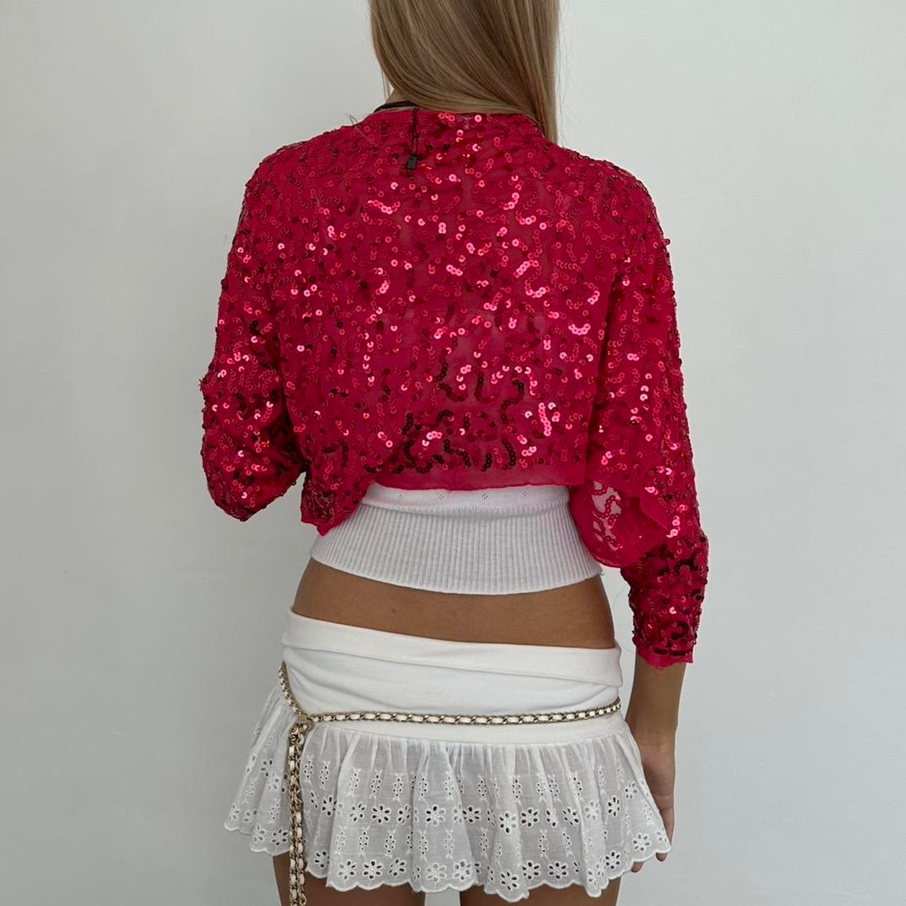 Vintage hot pink sequin delicate layering top