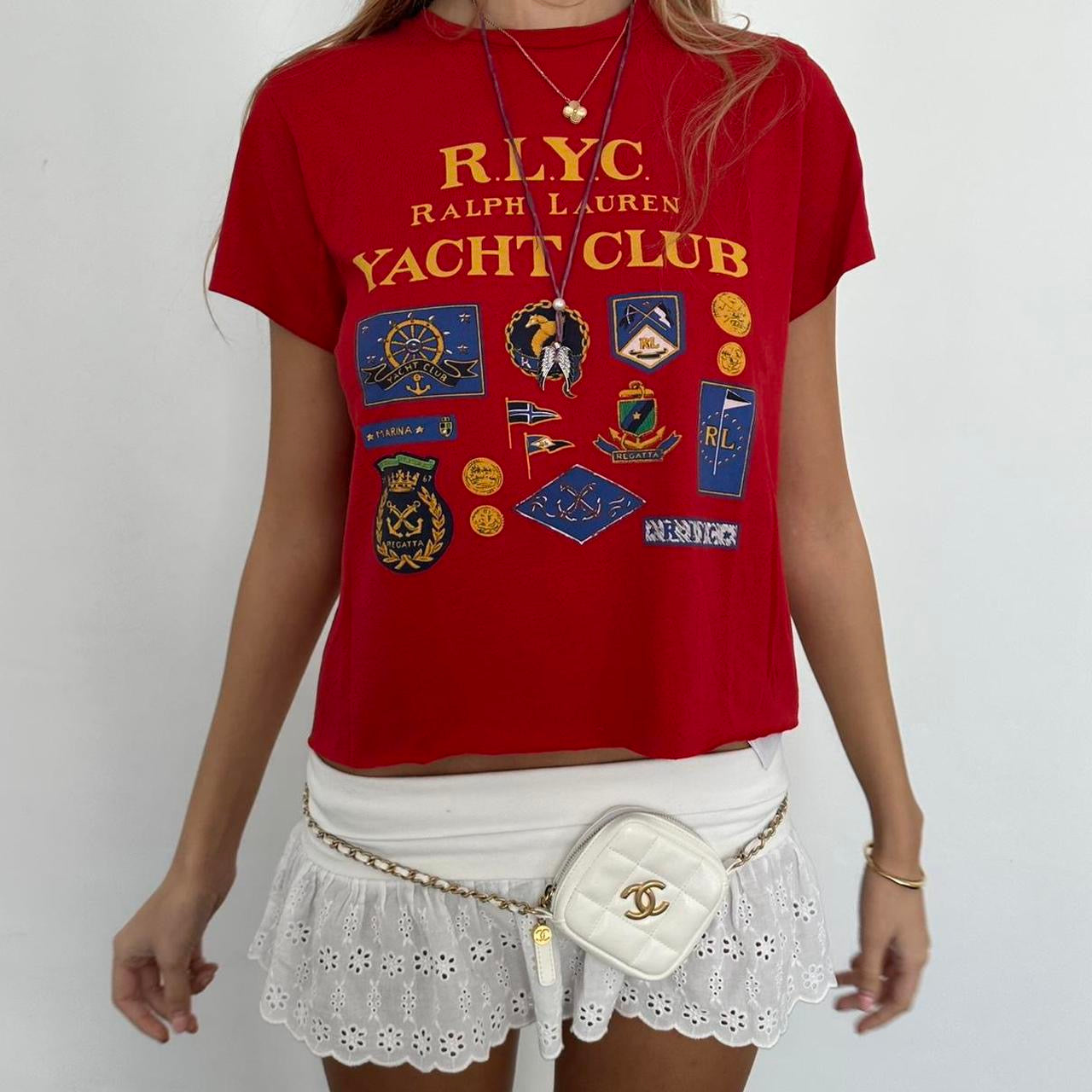 Vintage Ralph Lauren Yacht Club red baby tee