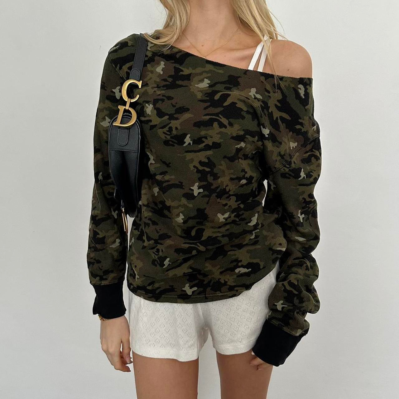 Vintage Ralph Lauren off shoulder camouflage top