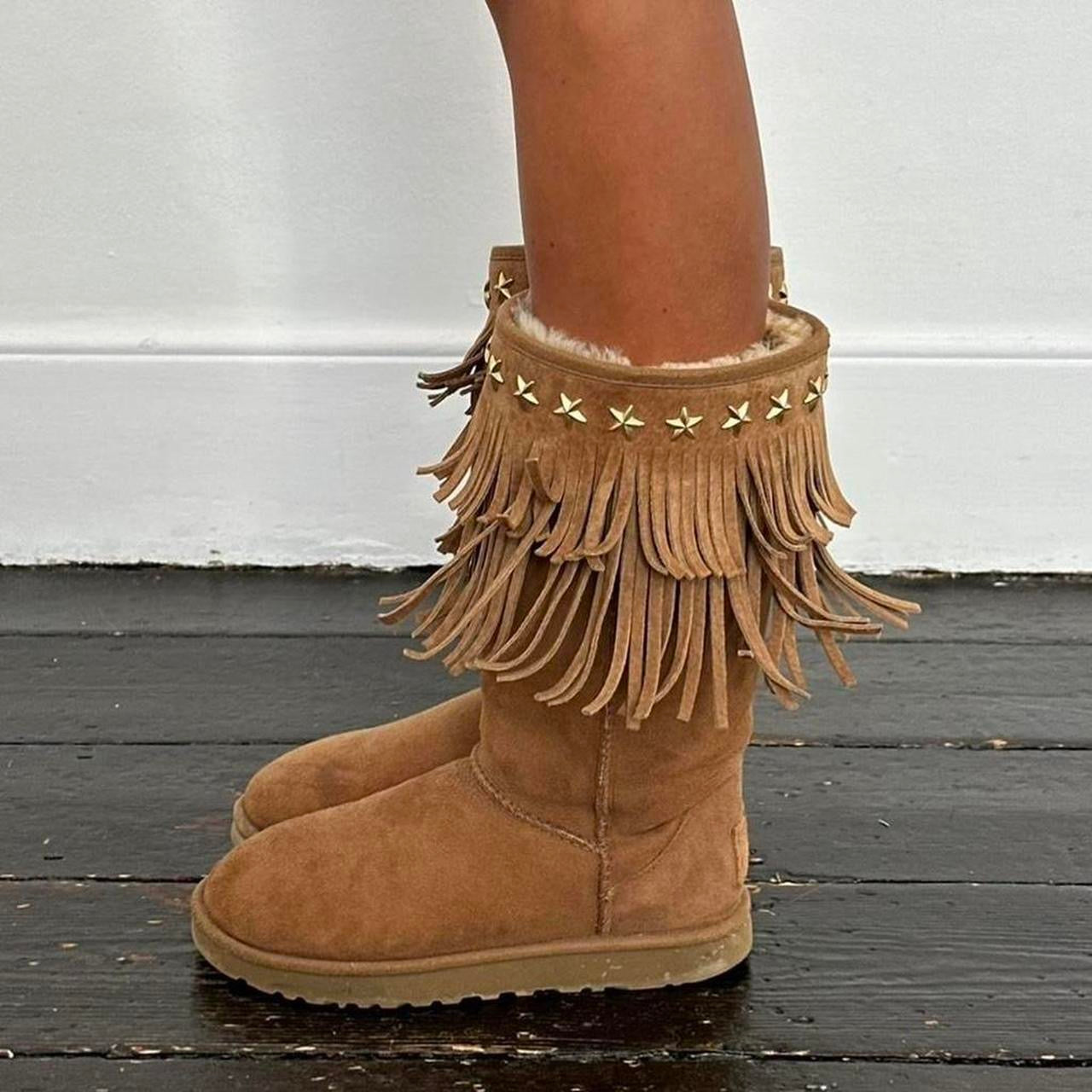 UGG&JIMMY CHOO アグ&ジミーチュウコラボ ブラウン ムートンブーツ Vintage 2010 Jimmy Choo X Ugg boots – Chelsea Thrift