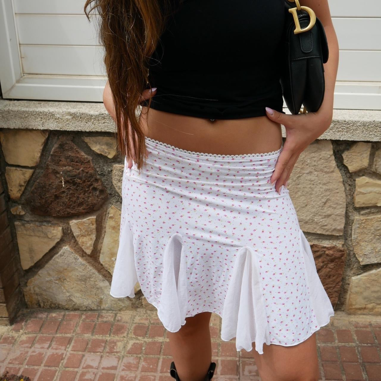 Vintage 90’s ditsy floral print midi skirt