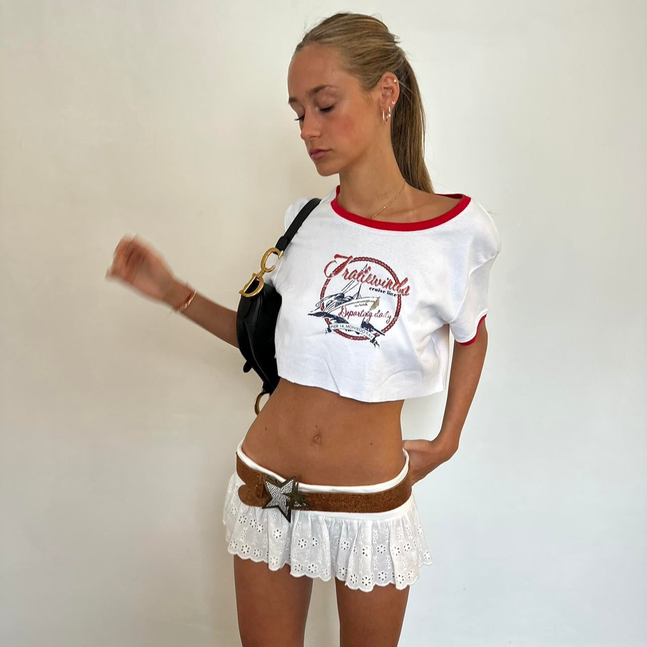 Vintage preppy baby tee relaxed top