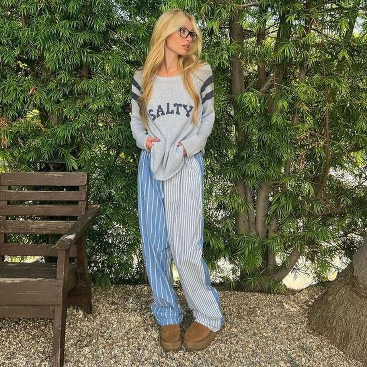 Vintage blue stripe relaxed pants