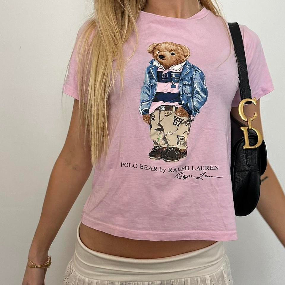 Vintage Ralph Lauren pink teddy bear baby tee
