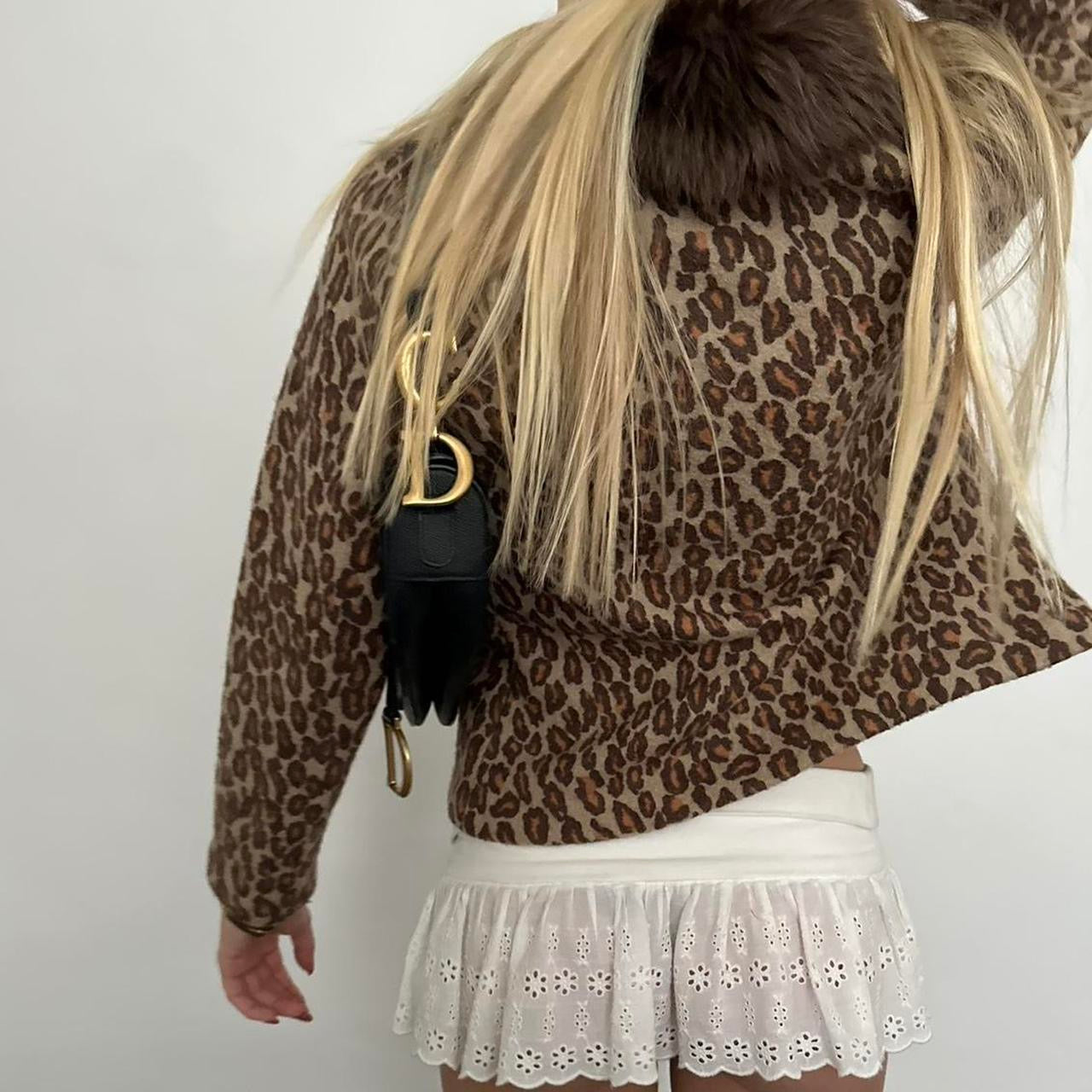 Vintage 90’s faux fur leopard cardigan
