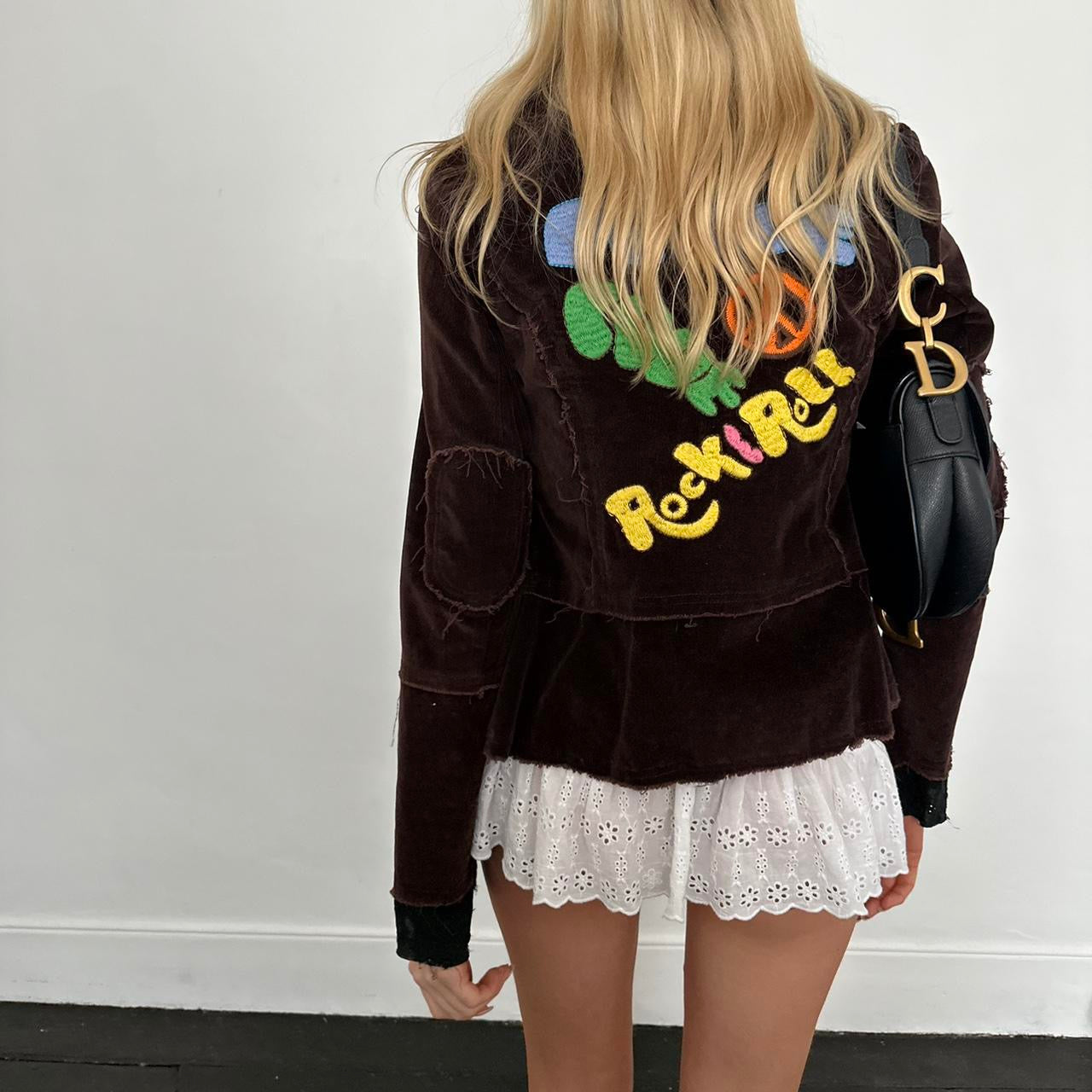 Vintage brown peace rock and roll jacket