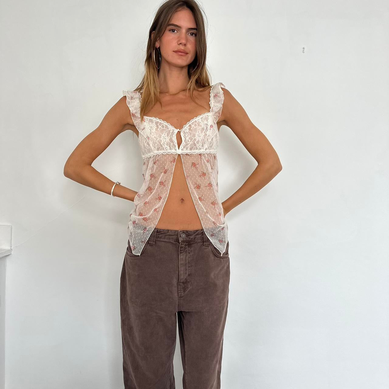 Vintage Victorias Secret 90s delicate open mesh top