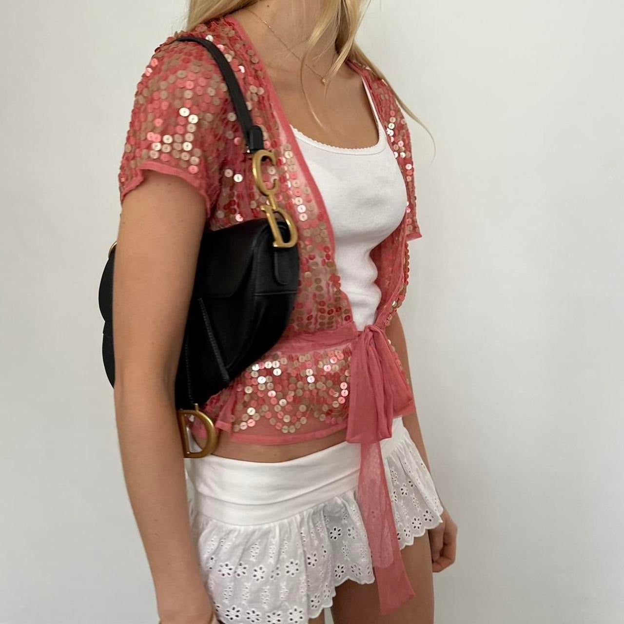 Vintage 90’s sequin mesh tie up cardigan top