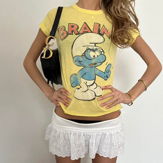 Vintage yellow graphic American baby tee