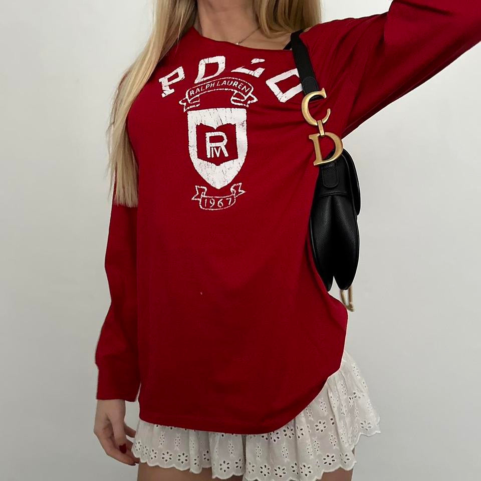 Vintage Polo Ralph Lauren red graphic long sleeve T-shirt