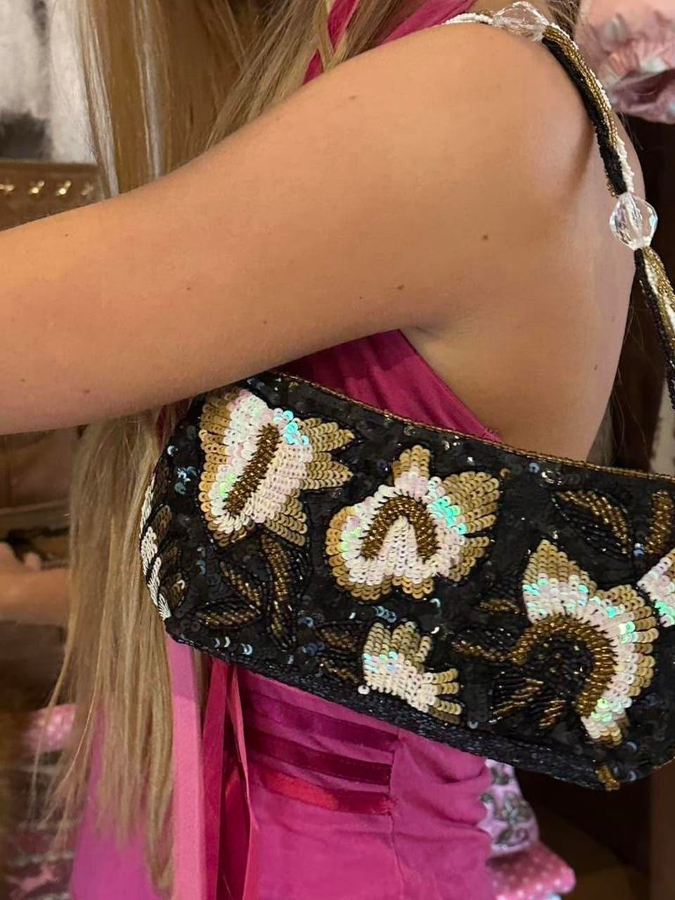 Vintage 90’s black sequin evening purse