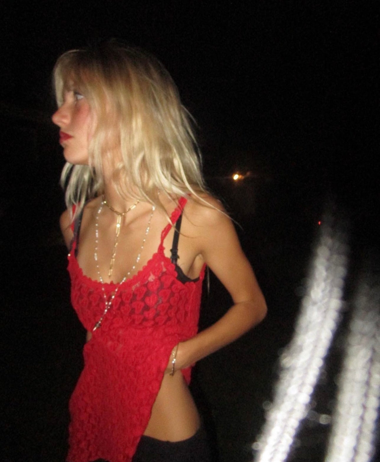 Vintage red lace hearts top