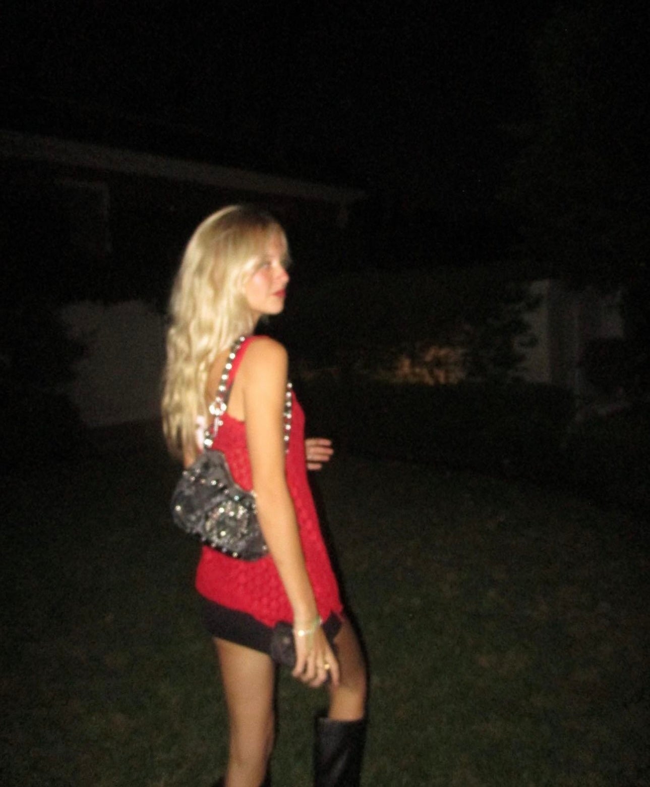 Vintage red lace hearts top