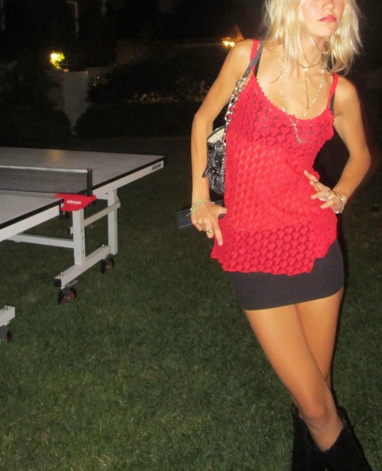 Vintage red lace hearts top