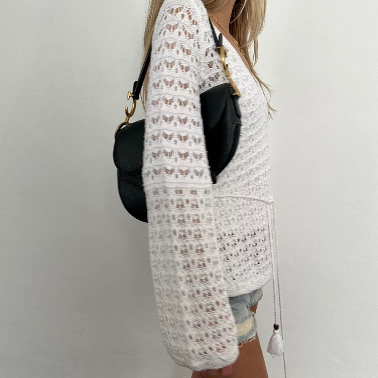 Vintage 90’s white crochet long sleeve top cardigan