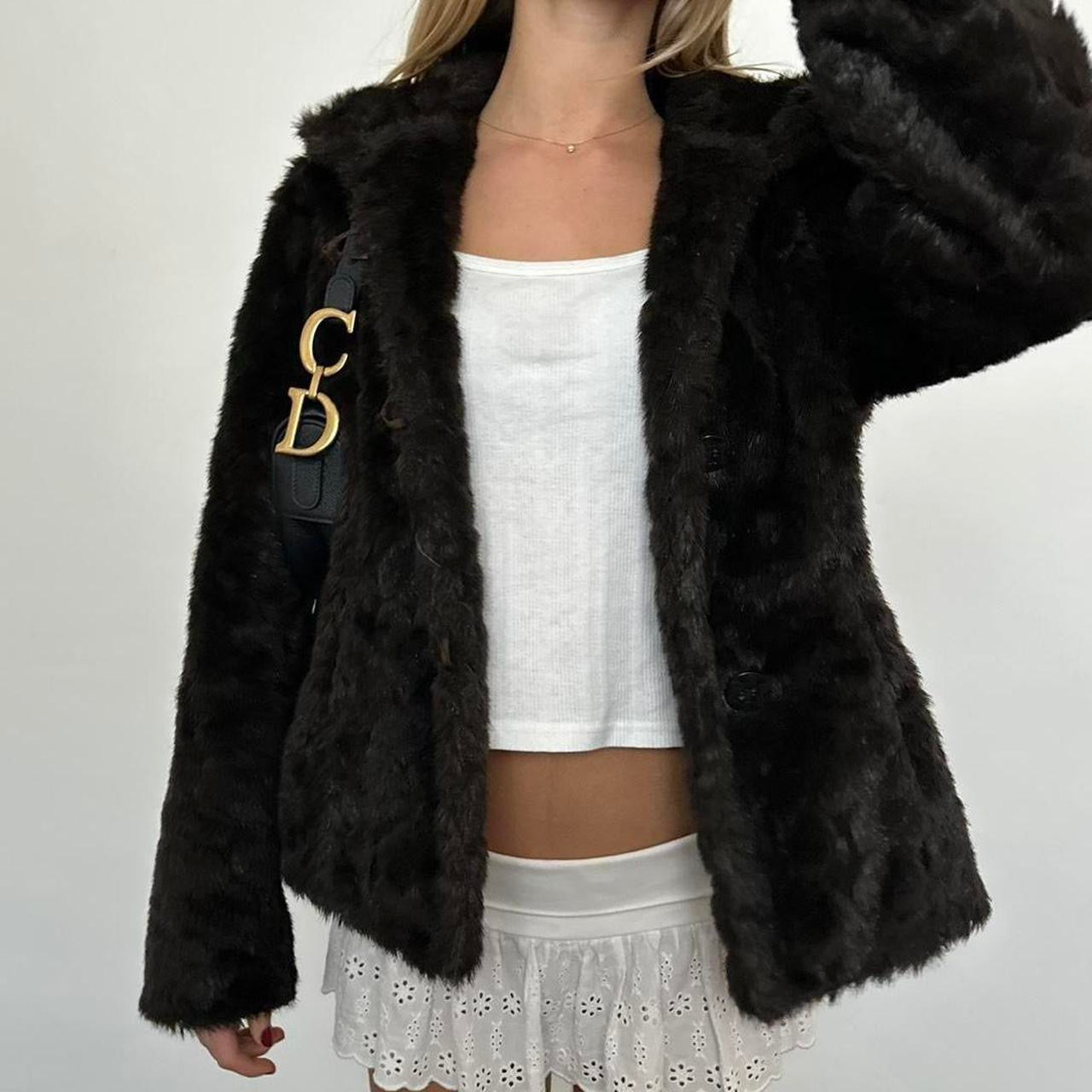 Vintage 2000’s dark brown faux fur jacket