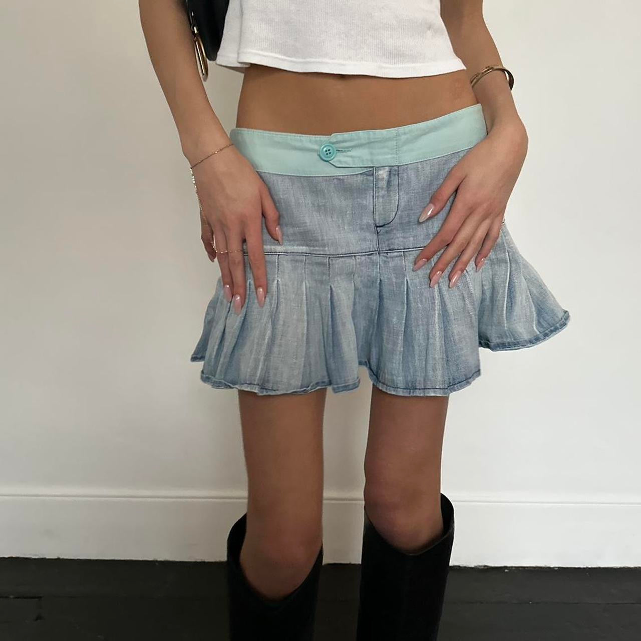 Vintage 90’s denim mini skirt with blue waist