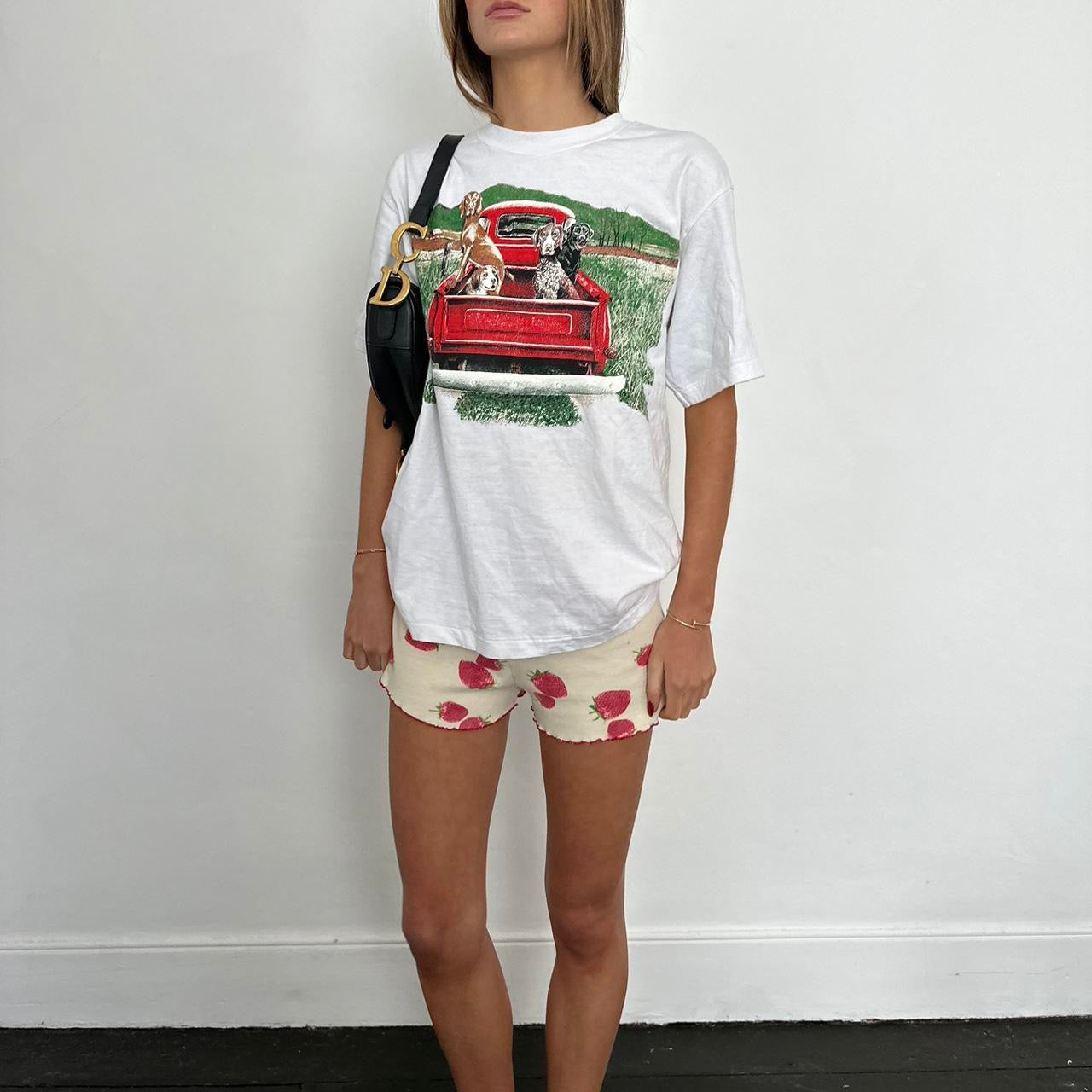 Vintage graphic red truck 90s top