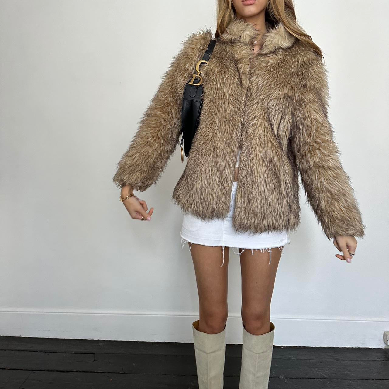 Vintage 2000’s brown faux fur jacket